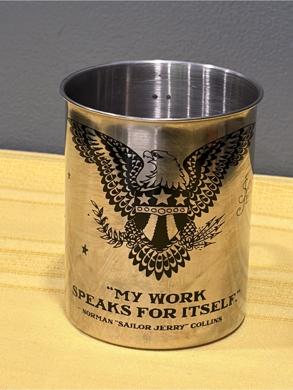 Vintage Sailor Jerry Rum Stainless Steel Cup Mug Tattoo Art Barware